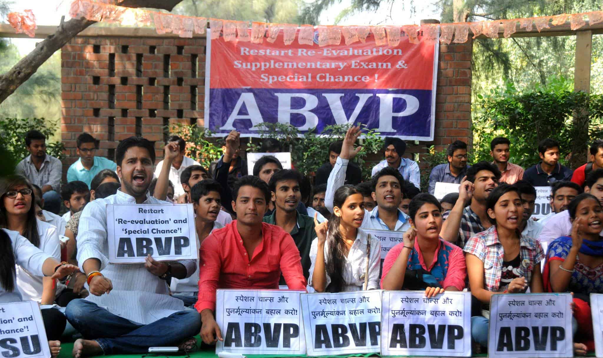 Glimpse of the dharna held last week. Image courtesy: ABVP Press Release
