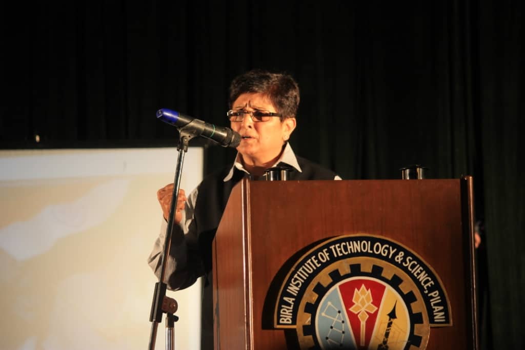 Dr, Kiran Bedi during her session on "India In Your Hands" | Image Crediits: Chirag Sharma