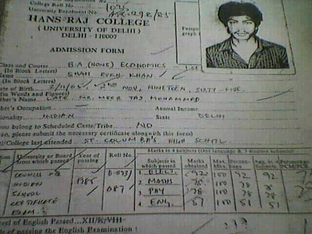Shah Rukh Khan admission for at Hans Raj College | Source: india.com Celebrities