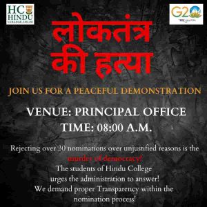 Posters Circulated on Social Media to Call for Protests in Hindu College