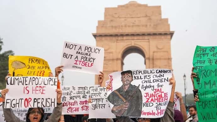 Anti-pollution protest on India Gate