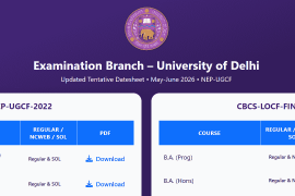 Datesheet released by Delhi University for May-June 2026 examinations.