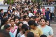 NEET UG re-examination candidates outside an examination centre.