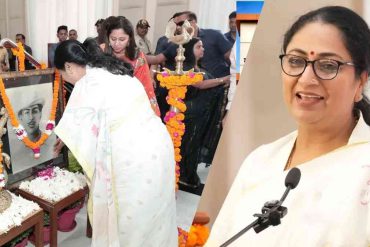 Delhi Chief Minister Rekha Gupta at the Diamond Jubilee curtain-raiser of Shaheed Bhagat Singh College.