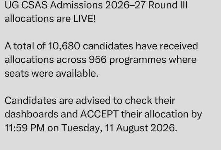 Delhi University on X shares admission details after Round 3 allocation