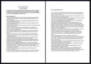 Document issued by the University of Delhi with the “Do’s and Don’ts” for the DUSU Elections 2026–27.