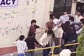 A still of the Shyam Lal College assault outside the SLC canteen