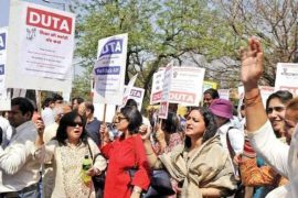DUTA members protesting for their demands