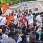 Protesters gather at a Reservation Reforms Andolan rally in Delhi