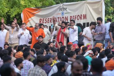 Protesters gather at a Reservation Reforms Andolan rally in Delhi