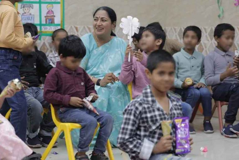 Chief Minister Rekha Gupta at a rehabilitation centre.