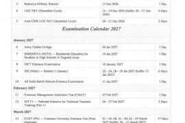 NTA Examination Calendar outling key dates for all the examinations condcted.
